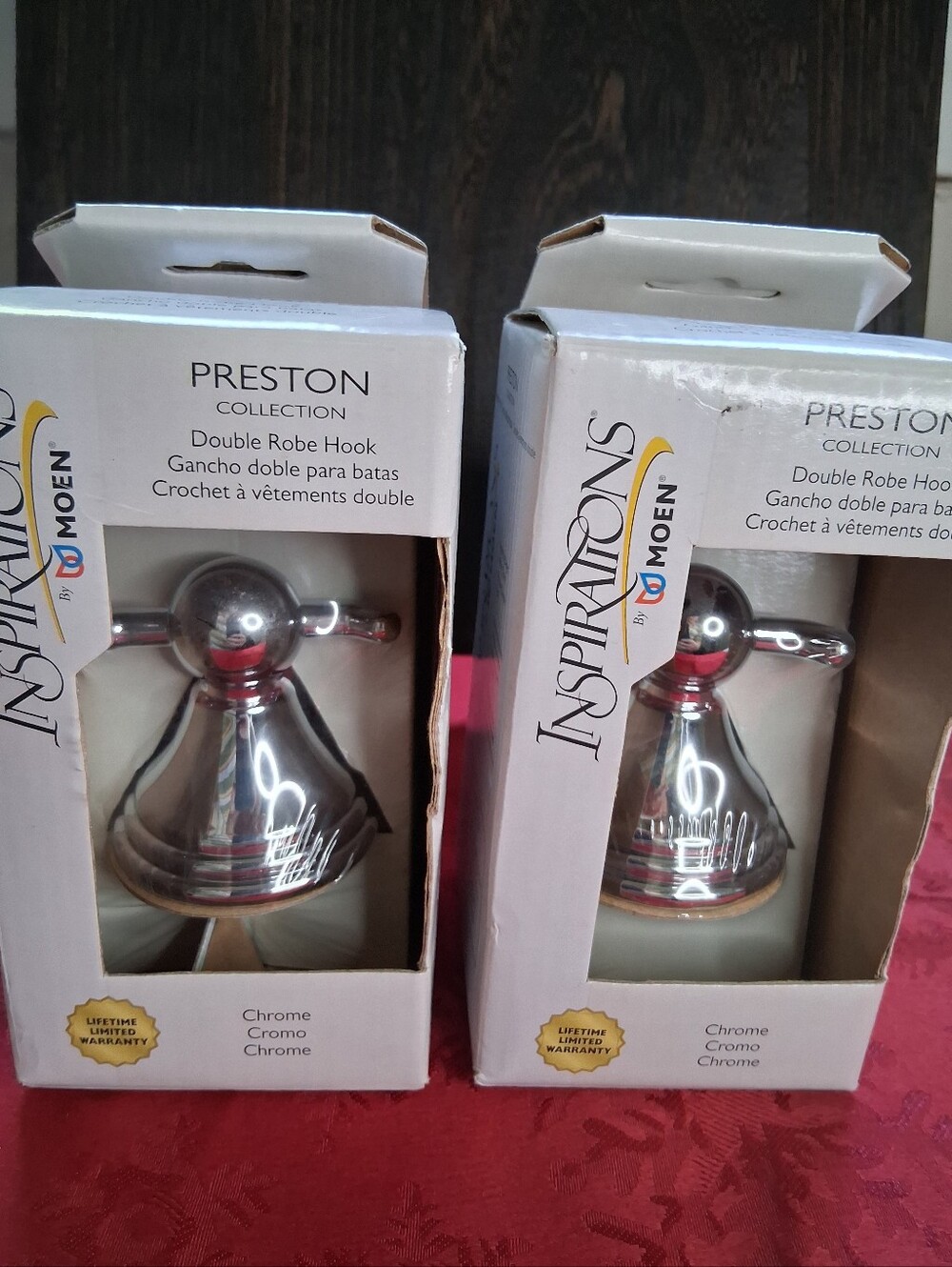 Moen Preston Collection Chrome Double Robe Hook Pair Inspirations NIB